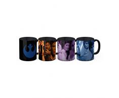 SD toys Set de Mini Tazas DiseÃ±o Star Wars EP.VIII, CerÃ¡mica, Negro, 7x7x29 cm, 4 Unidades