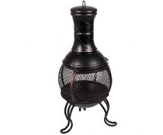 Home Discount Chimenea de Acero, Uso al Aire Libre o en el jardÃ­n o Patio, Calentador, Parrilla o Chimenea, Negro y Dorado Envejecido