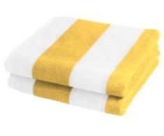 Fleuresse Frottier 2926 FB. 3 - Toalla de Mano (50 x 100 cm, 2 Unidades), diseÃ±o de Rayas, Color Amarillo y Blanco
