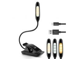 LE Lámpara Flexo Led de pinza Recargable, Flexo escritorio para estudiar 9 Modos, 3 Niveles de brillo x 3 Tonos FrÃo Neutro Cálido, Lámpara de lectura lamparas mesita de noche Cable USB incluido