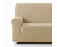 Eiffel Textile - Fundas Sofa elasticas. Pack 2 Fundas para Sofas Adaptable. Cubre Sillon 1 Plaza Sofa Elastico. Protector Modelo Rustica. Beige Set 2 Unidades 1+1 Plaza (70-110 cm)