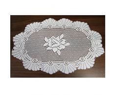 Just Contempo – Camino de Mesa, poliéster, White Macrame, Oblong 14 x 45 Inches