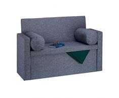 Relaxdays Baúl Almacenamiento Plegable con Respaldo, Gris, 75 x 115 x 47 cm
