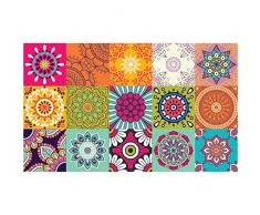 Ambiance-Live - Alfombra de Azulejos clÃ¡sica, Vinilo, Multicolor, Vinilo, Azteka, 60 x 100 x 0,28 cm