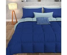 PETTI Artigiani Italiani Reversible, NÃ³rdico de Microfibra, AntialÃ©rgico, 100% Made in Italy, Microfiber, Azul, Cama 90 (EdredÃ³n 150 x 260)