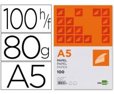Liderpapel PB01 - Pack de 100 hojas de papel, A5, color blanco