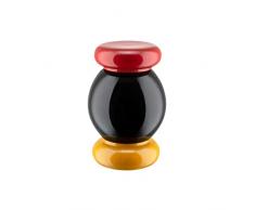 Alessi Totem Domestici ES18 - Molinillo de Sal, Pimienta y Especias de DiseÃ±o en Madera de Haya, Negra, Amarilla y Roja
