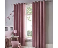 Fusion Sorbonne - Cortinas con Forro y Ojales (de algodÃ³n), Color Liso, algodÃ³n, Blush, 66x72 (168 x 183 cm)