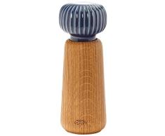 KÃ¤hler Hammershoi molino de sal y pimienta de madera y cabeza de porcelana, moderno molino de especias para girar con diseÃ±o de ranuras, Indigo, 18,5cm