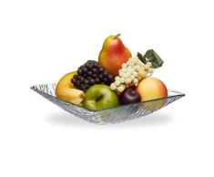 Relaxdays Cuenco de cristal rectangular para servir, alto x ancho x profundidad: 6 x 25 x 25 cm, para ensalada y frutas, cuenco decorativo de 1,4 litros, transparente, 10036744