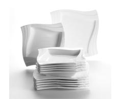 Verso 924237 Molina - Vajilla de 12 piezas (6 platos llanos y 6 platos hondos), color blanco