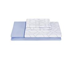 Pikolin Home - Juego de Sábanas 100% Algodón 150 hilos Cama 90 cm Estampado Geométrico - Sábana Encimera + Bajera + 1 Funda de Almohada Transpirable y Suave