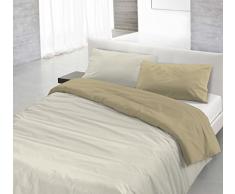 Italian Bed Linen Natural Color y Funda de Almohada, tòrtola/Crema, Doble pequeño