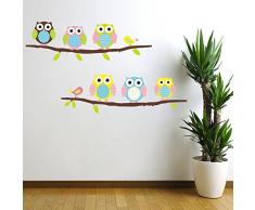 Ambiance-Live Pared Adhesivo BÃºhos y PÃ¡jaros sobre Rama