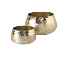 Boltze Lukeria 1016246 - Juego de 2 portavelas (Metal, Color Dorado, Superficie Mate + Brillante, decoraciÃ³n, diÃ¡metro 13 cm + 20 cm)