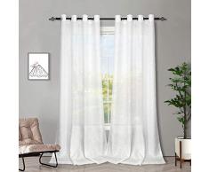 Melodieux Cortinas Visillos Blancas para SalÃ³n Cortinas TranslÃºcidas Dormitorio 2 Piezas, 140x225cm