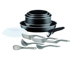 Tefal L2009202 Ingenio 5 Essential - Juego de sartenes y cacerolas, 15 Piezas, Todos los Fuegos Excepto inducción