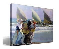 Cuadro wallart - Las tres velas de JoaquÃ­n Sorolla y Bastida - ImpresiÃ³n sobre Lienzo de AlgodÃ³n 100% - Bastidor de Madera 3x3cm - Ancho: 75cm - Alto: 55cm