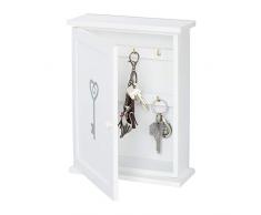 Relaxdays Armario para Llaves (Madera, 29 x 22 x 8 cm), Color Blanco