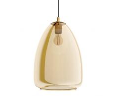 EGLO lámpara colgante Alobrase, luminaria de techo, luz pendiente de metal en latón pulido y cristal vaporizado en ámbar, candil de comedor, E27, à 20 cm