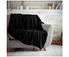 GC GAVENO CAVAILIA Manta de sofÃ¡ Cama con Peine de Miel de Palomitas de maÃ­z de Primera Calidad, de fÃ¡cil Cuidado, sÃºper Suave y cÃ¡lido, Esponjoso, Color Negro, 150 x 200