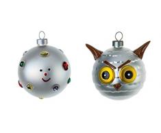 Alessi Fioccodineve e Uffoguffo AMJ14SET6 Juego de Bolas de Ãrbol de Navidad con Copo de Nieve y Búho en Vidrio Soplado, Decorado a Mano, 2 Piezas