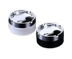 Cenicero portÃ¡til de acero inoxidable con tapa giratoria, cenicero moderno de mesa para oficina en casa, interior o exterior