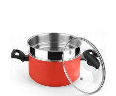 Fagor Maxima Olla Vaporera Inducción 20 cm, Cacerola Aluminio Forjado, Steamer Acero Inoxidable, Tapa de Cristal, Antiadherente sin PFOA, Apta para Todas Las Cocinas, Vitrocerámica, Gas, Rojo