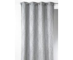 Home Maison 09399 – 8-AL Cortinas Lienzo Estampado con Anillas Redondas 140 x 260 cm, Gris/Plateado, 140 x 260