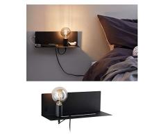 Paulmann 78920 Aplique Devara con repisa mÃ¡x. 40 W, negro, lÃ¡mpara de lectura de pared, negro, luminaria de lectura, metal, lÃ¡mpara de pared E27