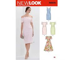 New Look N6615 - Patrones de costura para vestidos de mujer, papel, color blanco