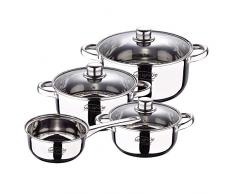 San Ignacio Bateria 7pca acero inoxidable: cazo Ã16x7,5 Cacerolas con tapa de Ã18x8,5 Ã20x9,5 y Ã24x11,5 cms, inducciÃ³n, colecciÃ³n Cassel, 7 piezas