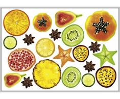 Plage Decoración Mural Adhesiva con Diseño Frutas Tropicales, Vinilo, Multicolor, 48x3x68 cm