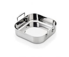 Le Creuset Bandeja asadora cuadrada de acero inoxidable, 3 capas, 26 x 26 cm, 96106026000000