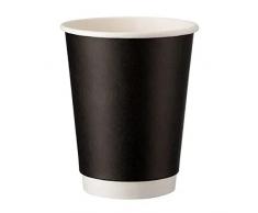 Intertan Q530014MB - Vasos de doble pared (papel mate, 80 mm de diámetro, capacidad de 14 onzas, 25 unidades), color negro