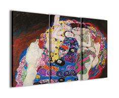 Stampe su Tela Cuadro Gustav Klimt V lienzo moderno en 3 paneles ya enmarcados, listo para colgar, 90 x 60 cm