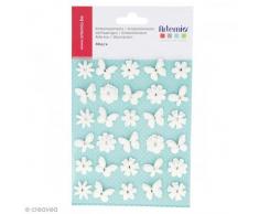 Artemio Set de 30Â Flores y Mariposas con Purpurina, Papel, Color Blanco, 11,5Â x 0,5Â x 19Â cm