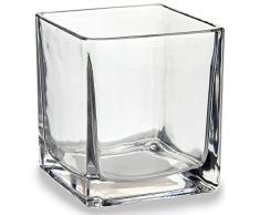 GIFTDECOR Jarrón-Portavelas de Cristal. Estilo único, Delicado y Moderno. Tamaño: 10x10 cm. Juegos de candelabros, Multicolor, No Aplica
