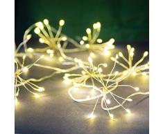 Talking Tables Allium Starburst Lights Funciona con Pilas, Cadena LED de 2 m para Interiores, Luces de Fuegos Artificiales de racimo para Navidad, decoración de Dormitorio, Boda, Plateado, 2m