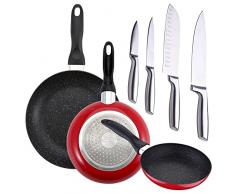 PACK DE 3 SARTENES SAN IGNACIO Ã16CM Ã20CM Ã24CM + SET DE 4PC CUCHILLOS EN ACERO INOXIDABLE