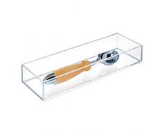 InterDesign Clarity Organizador de cajones, cubertero para cajones de cocina mediano en plástico para guardar utensilios, transparente