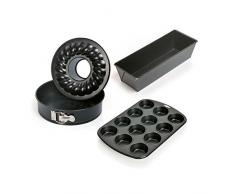 Kaiser Classic BACHMANN Forma 4 piezas Set, Spring forma con tubo suelo Ø26 cm, Molde para bizcocho 30 cm, Molde para 12 magdalenas estándar de muffin tamaño Diámetro de 7 cm, fabricado en Alemania, con revestimiento antiadherente