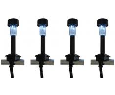 Naeve Leuchten 4076322 - Lámparas solares LED (4 Unidades, 1 LED Blanco con 1 NiMH, Tipo AAA, 600 mA, 1,2 V, Incluye Cinta de fijación, Altura 21 cm, diámetro 5 cm, plástico), Color Negro