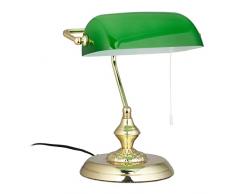 Relaxdays 10022848-31 x 22,5 x 18,5 cm, Verde Flexo de Escritorio, LÃ¡mpara Banquero, Estilo Vintage, LatÃ³n, Metal-Cristal