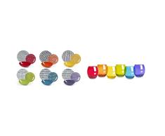 Excelsa - Vajilla Crazy Line de 18 piezas, en porcelana y cerÃ¡mica, multicolor & San JosÃ¨ - Juego de 6 vasos de agua, cristal, multicolor