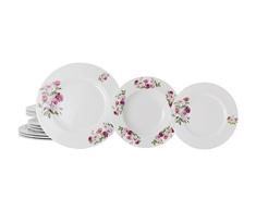 La Cija Rose Garden Vajilla clÃ¡sica de Porcelana 12 Piezas, Blanco, 27x27x13 cm