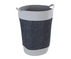 WENKO Cesto de fieltro para la ropa Bea, cesta con dos asas y 75 L de volumen, fieltro de poliéster reciclado de color gris y mimbre gris claro, para dejar la ropa sucia, à 38 x 55 cm