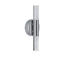 WOFI vileta SPA-Line, 2-techo Serie Oasis color 2 x LED/5 W, 10, 5 x 32 cm, 3000 K, 400 lm, eficiencia energética de clase a + burbuja de cristal acrílico con decoración baño protección IP44, cromo 4500,02,01,0044