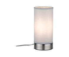 Paulmann 77058 Luminaria Pia máx. 25 W, sobremesa, Acero Mate, salón, Metal, Tela, lámpara mesita de Noche E14, Blanco, Hierro mateado