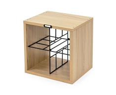 Compactor Botellero Rhone con forma de cubo para vinos, con capacidad para 16 botellas, fabricado en madera y acero, 36,5 x 29 x 36,3 cm, marrón/negro, RAN10332